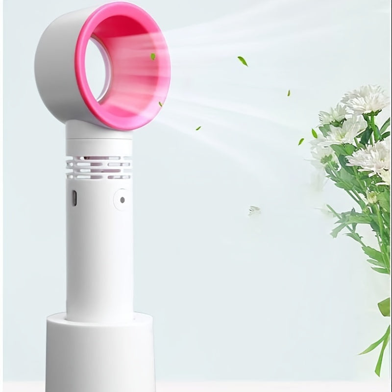 1pc USB Rechargeable Bladeless Handheld Fan - Portable Mini Desk Fan with 3 Speeds for Travel, Camping, Office, and Room Use | Stornfield