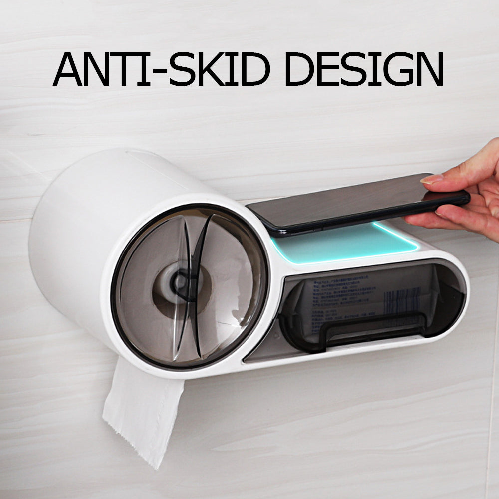DroogHoud Self-Adhesive Toilet Paper Holder – Waterproof Wall Solution with Extra Storage Space | Stornfield