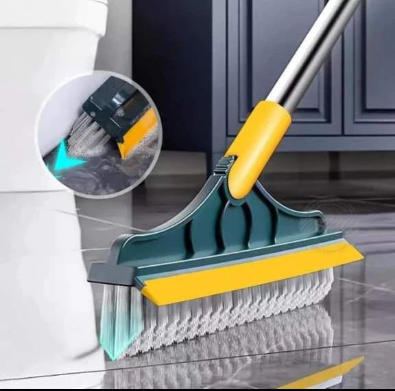 2-in-1 Floor Scrub Brush with Window Squeegee, 120-Degree Rotatable Long Handle, Stornfield