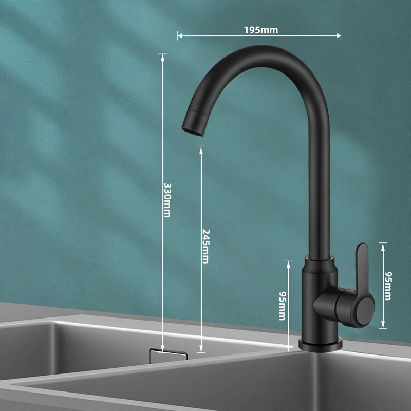 Stainless steel kitchen faucet, mixing or cold water