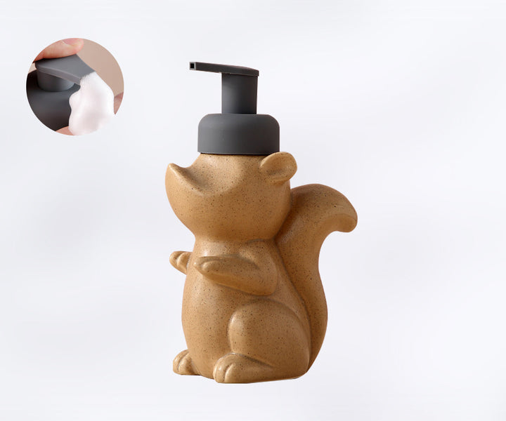Stornfield | Ceramic Soap Dispenser, Squirrel Foaming Pump Bottle for Bathroom, Animal Design, Reusable Refillable Lotion Pump for Bathroom Kitchen, 510ml/17.2oz