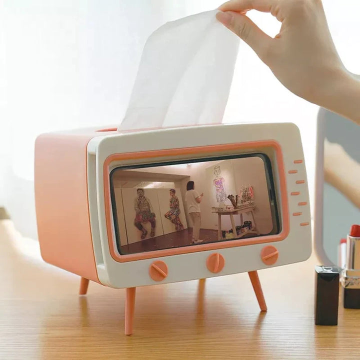 Creative TV Tissue Box Holder With Phone Holder Stornfield