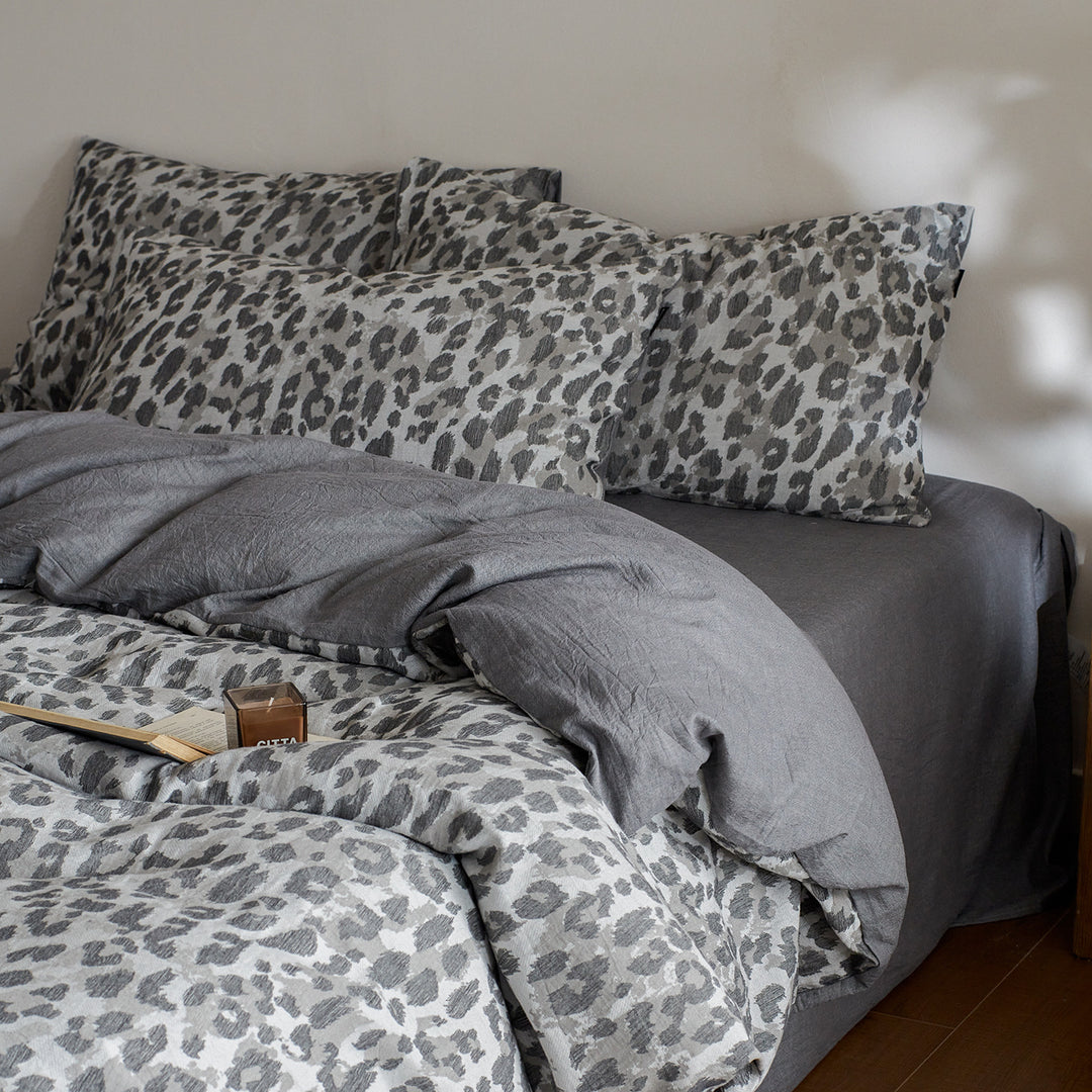 Cotton bedding set, 4-piece, jacquard pattern, retro design