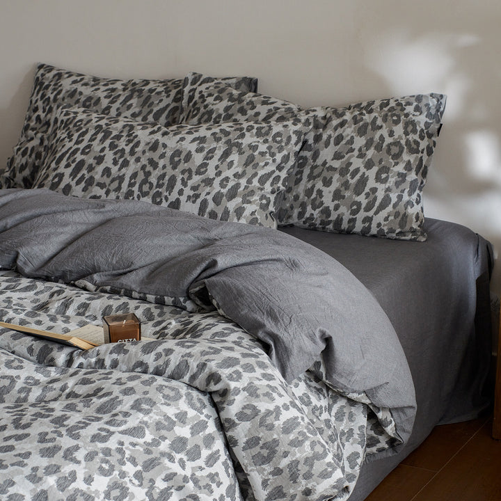 Cotton bedding set, 4-piece, jacquard pattern, retro design