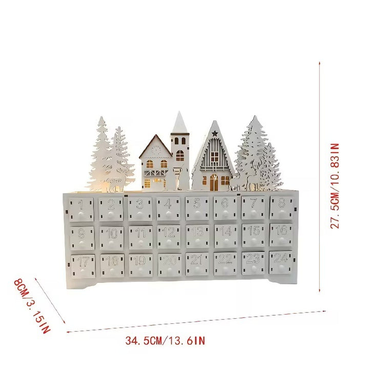 Wooden Christmas Advent Calendar, 24 Compartments