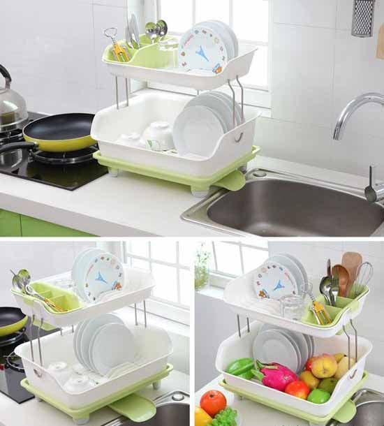 2-Tier Dish Drying Storage Drain Rack Stornfield