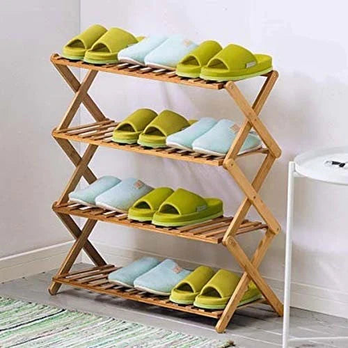 Wooden 4-Layer Folding Shoe Rack Stornfield