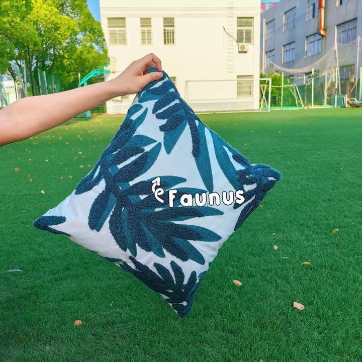 Nordic cushion cover with plant motif, 45×45 cm
