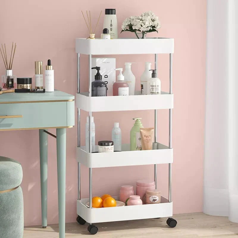 4 Tier Slim Storage Cart Kitchen Bathroom Mobile Shelving with Moving Wheels Stornfield