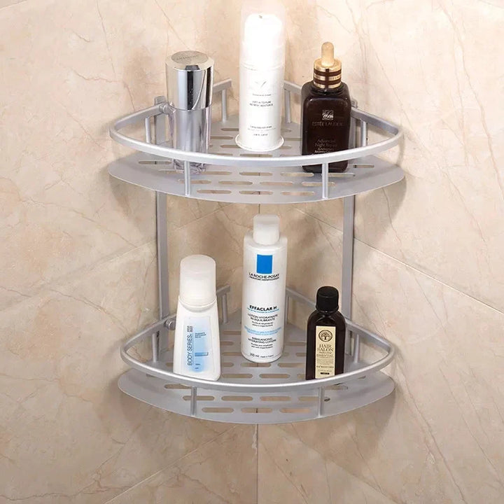 2 Layer Aluminum Steel Corner Bathroom Shelf Stornfield