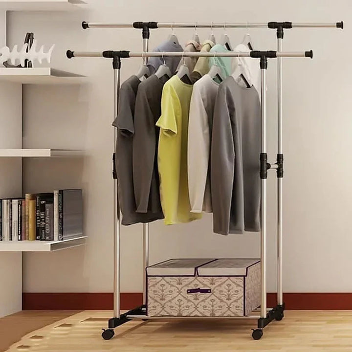Double Pole Cloth Rail With Wheels Stornfield