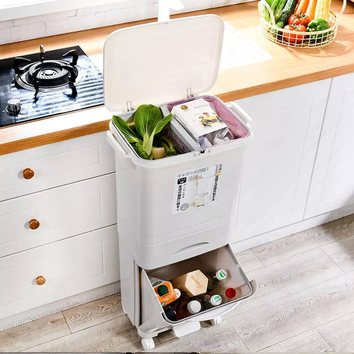 3-Layer Storage Dustbin With Wheels 42L Stornfield