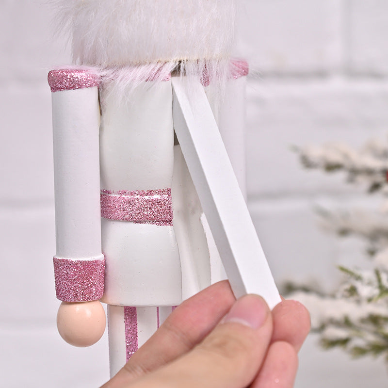 Decorative Nutcracker Wooden Figure, Pink