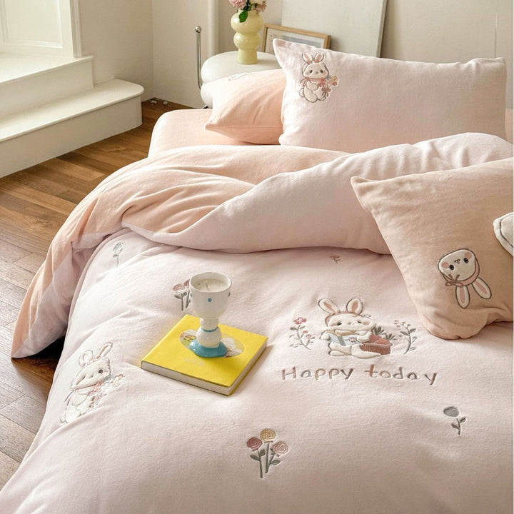 Milk fiber bedding with cartoon design