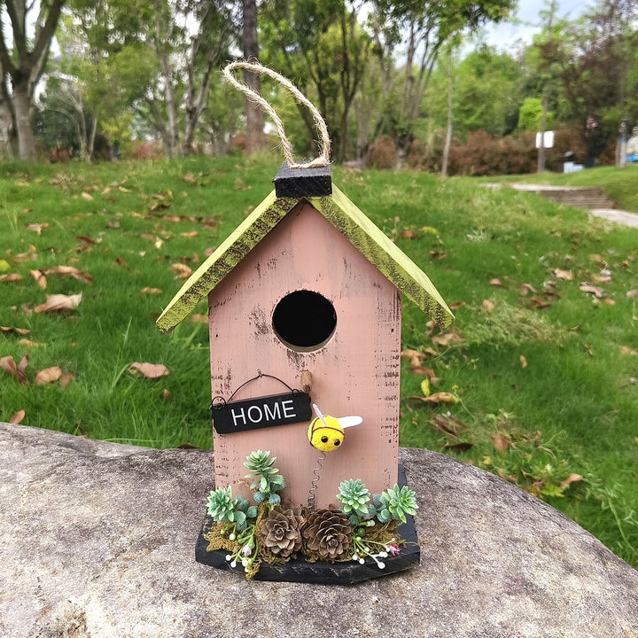Wall-Birdhouse made of pine wood for the garden