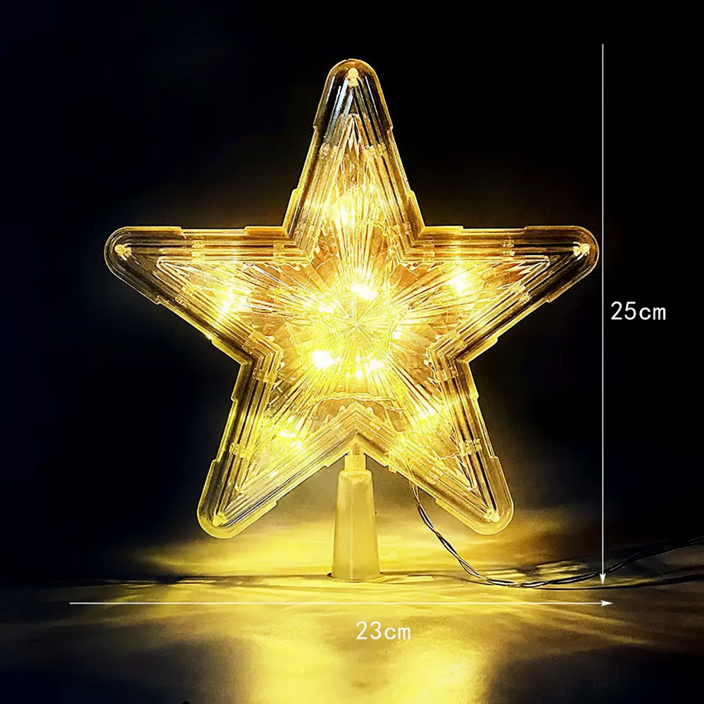 Illuminated 3D Christmas tree star made of plastic