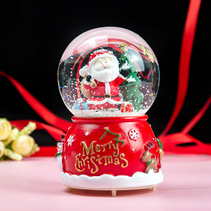 Christmas snow globe with music and light