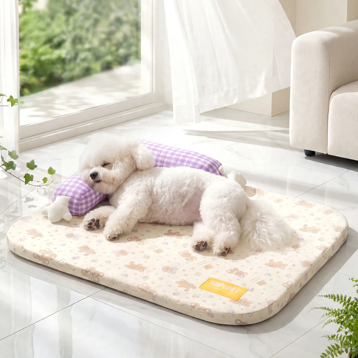 Pet sleep bed with neck support, breathable, removable