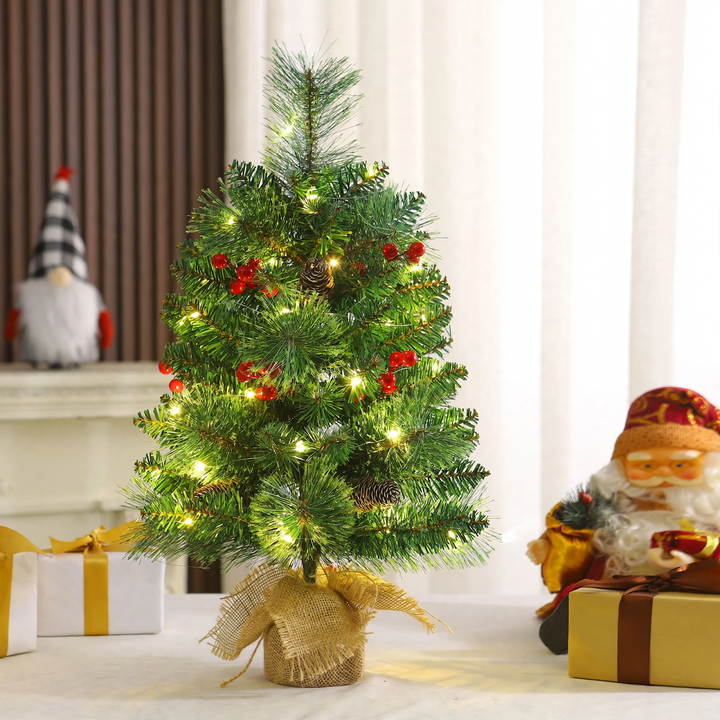 Mini Christmas tree with pine cones and berries