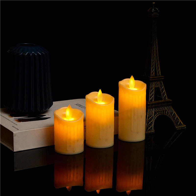 LED Real Wax Look Candle, cylindrical