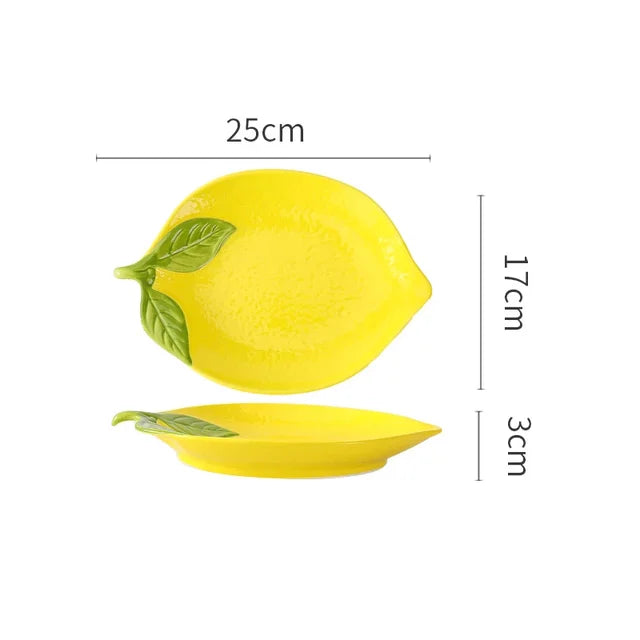 Lemon-shaped ceramic dish set, decorative serving bowls and plates for the dining table | Stornfield