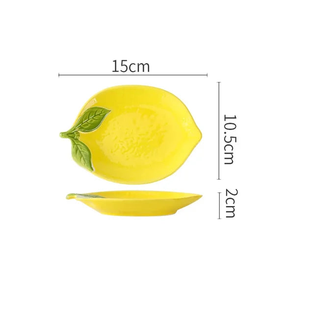Lemon-shaped ceramic dish set, decorative serving bowls and plates for the dining table | Stornfield