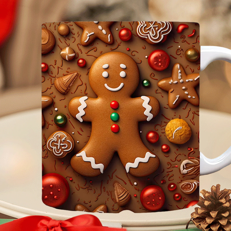 Christmas 3D Gingerman Ceramic Coffee Mug | Stornfield