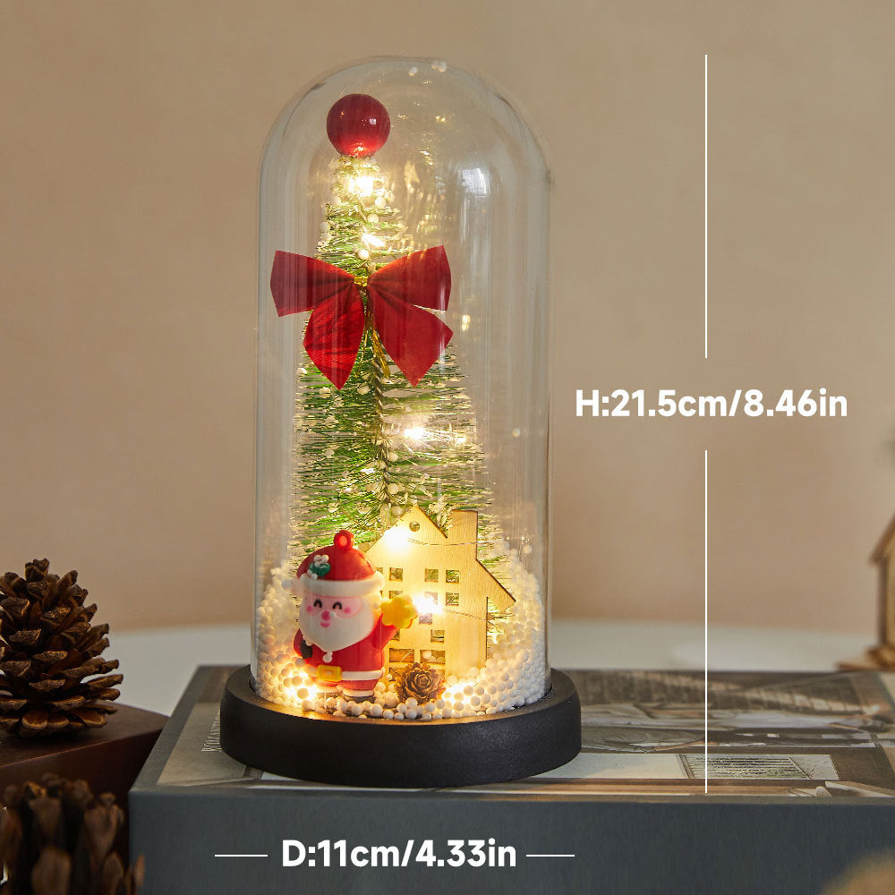 Mini Christmas tree in acrylic bell, illuminated, 13.5-21.5 cm