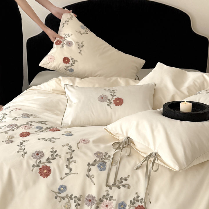 Luxury bedding set, 100s long-staple cotton, embroidered, 4-piece