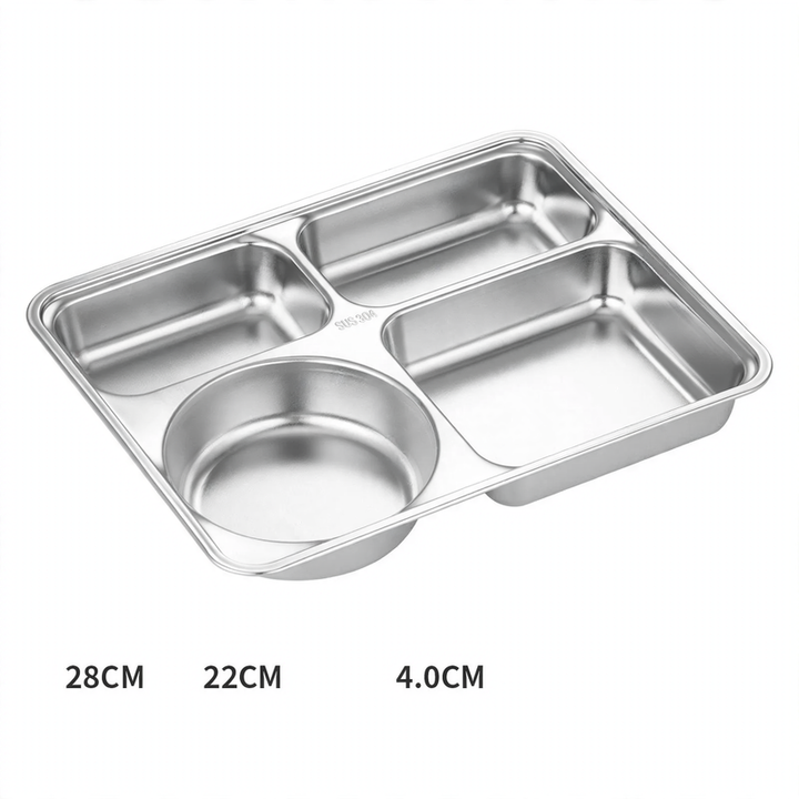 Stainless steel tray with compartments, square