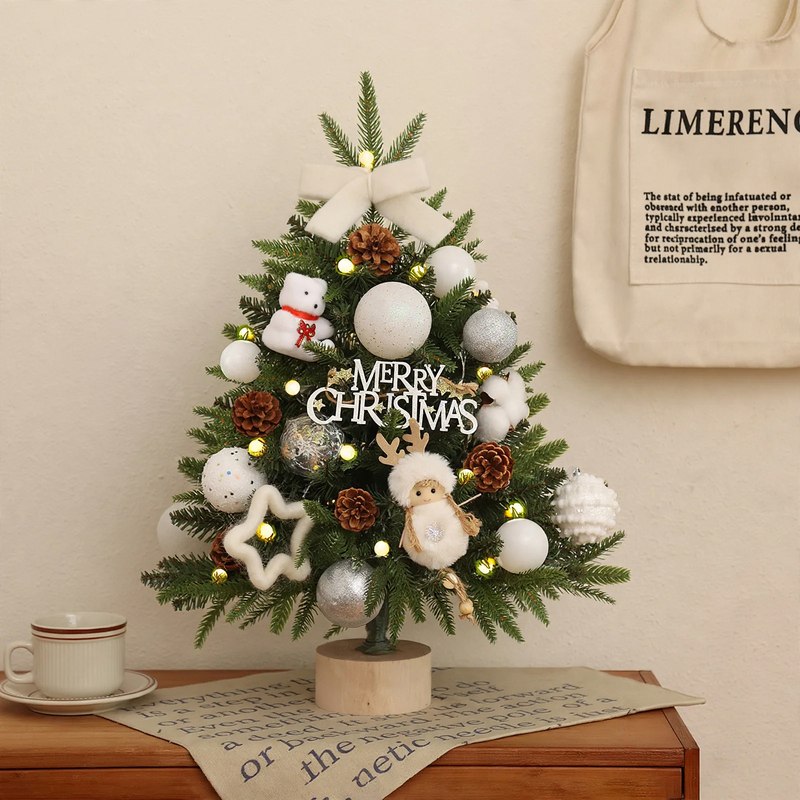 Mini Christmas tree set with lighting, 45 cm or 60 cm