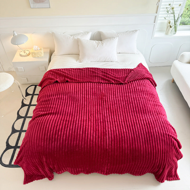 Fluffy flannel throw blanket, solid color, various sizes