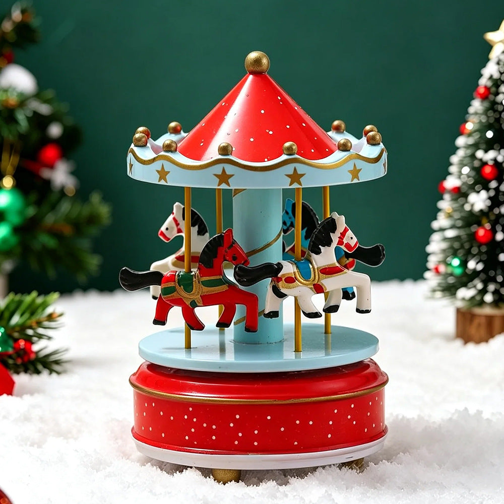 Classic wooden carousel music box