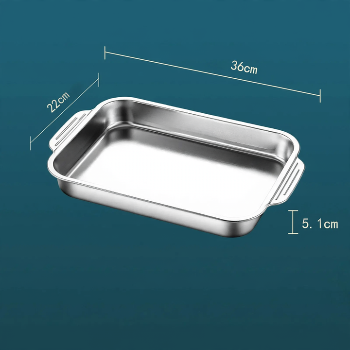 Stainless steel serving tray, square