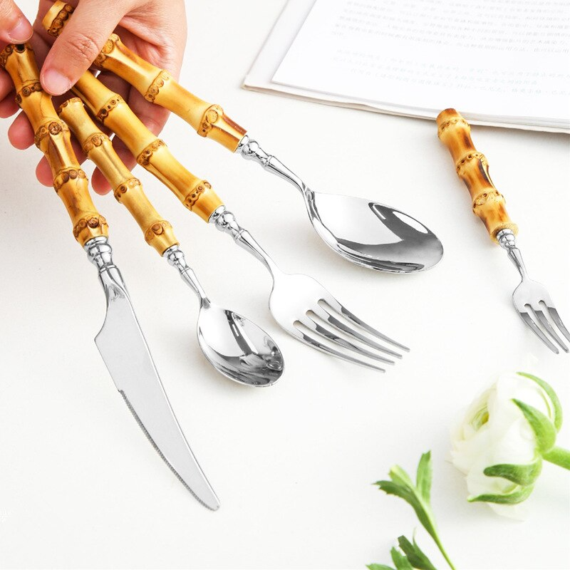 Arashiyama Bamboo & Stainless Steel Cutlery Set – Natural Elegance | Stornfield