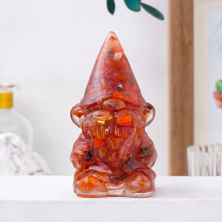 Dwarf figure made of resin with gemstones
