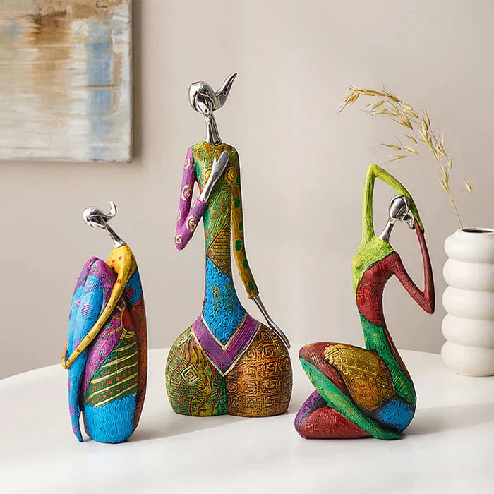 Stornfield | Modern Abstract Woman Sculptures – Handcrafted Colourful Resin Art for Home Decor