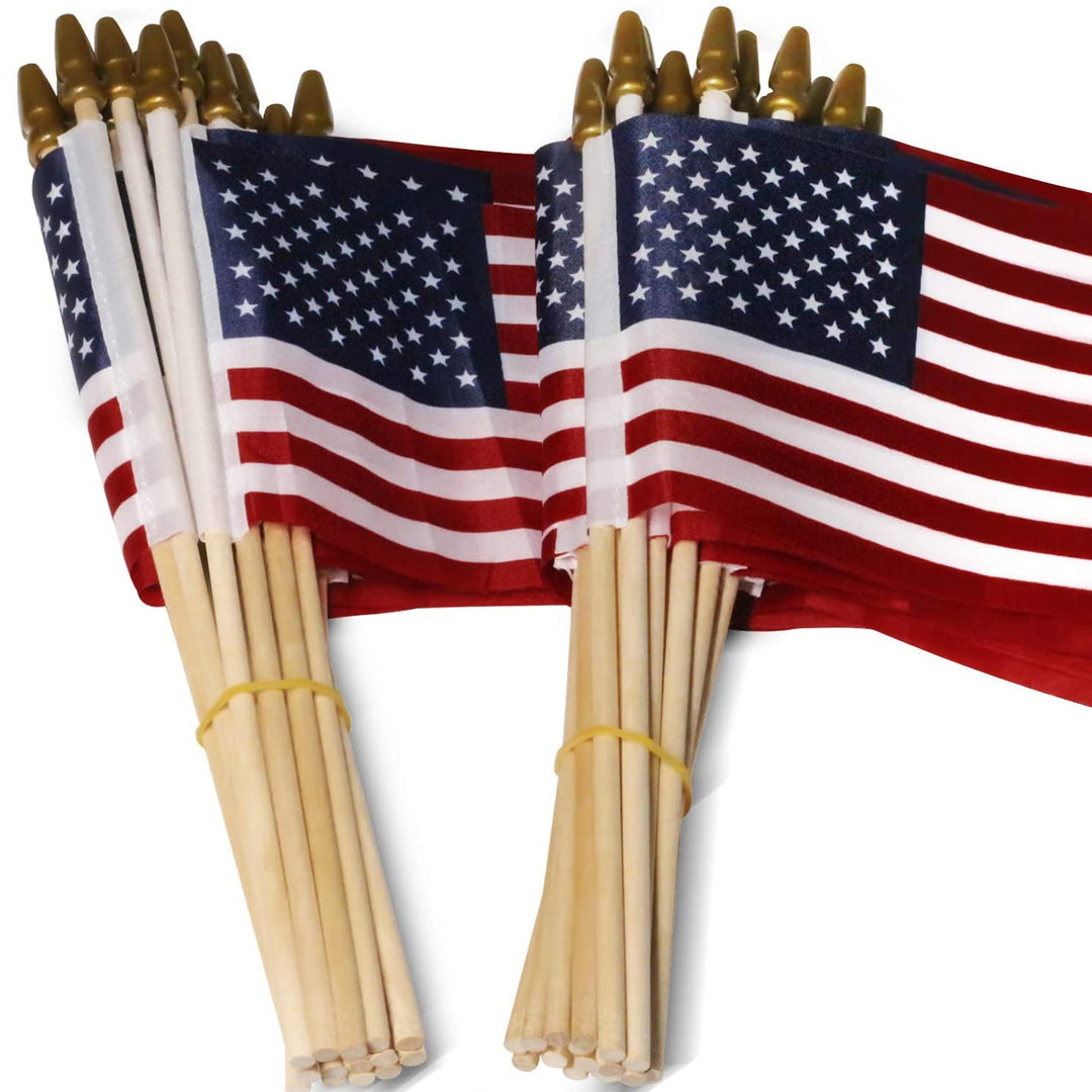 Stornfield | 100-Pack: USA 4x6 in Wood Stick Flag