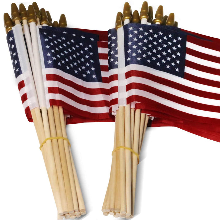 Stornfield | 100-Pack: USA 4x6 in Wood Stick Flag