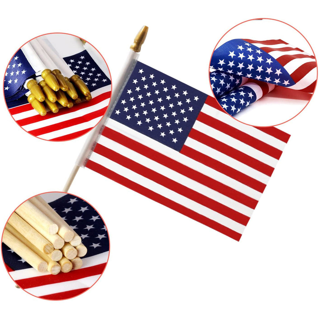 Stornfield | 100-Pack: USA 4x6 in Wood Stick Flag