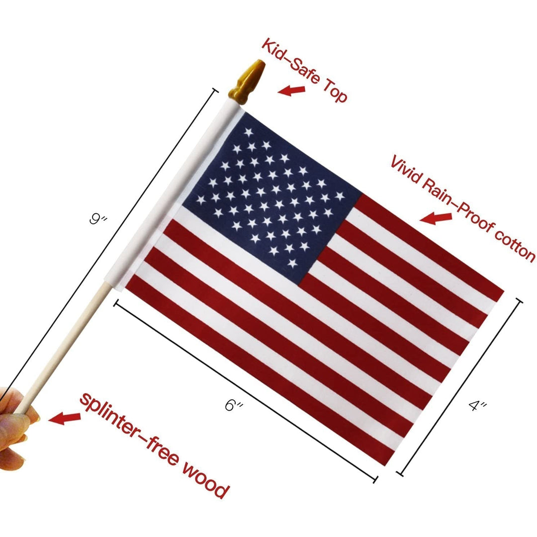 Stornfield | 100-Pack: USA 4x6 in Wood Stick Flag