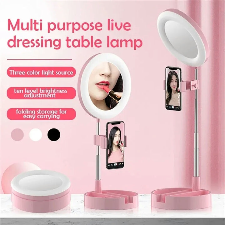Selfie Ring Light with Makeup Mirror & Phone Holder Kit Stornfield