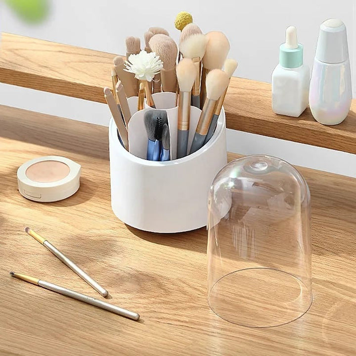 360 Degree Rotating Makeup Brush Holders Dustproof Cosmetic Brushes Storage Case Makeup Organizer with Lid Stornfield
