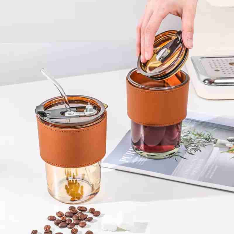 Stylish and Reusable Coffee Mug (450ml) Glass Tumbler Stornfield
