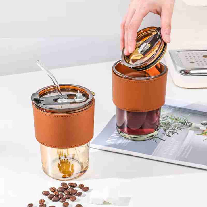 Stylish and Reusable Coffee Mug (450ml) Glass Tumbler Stornfield