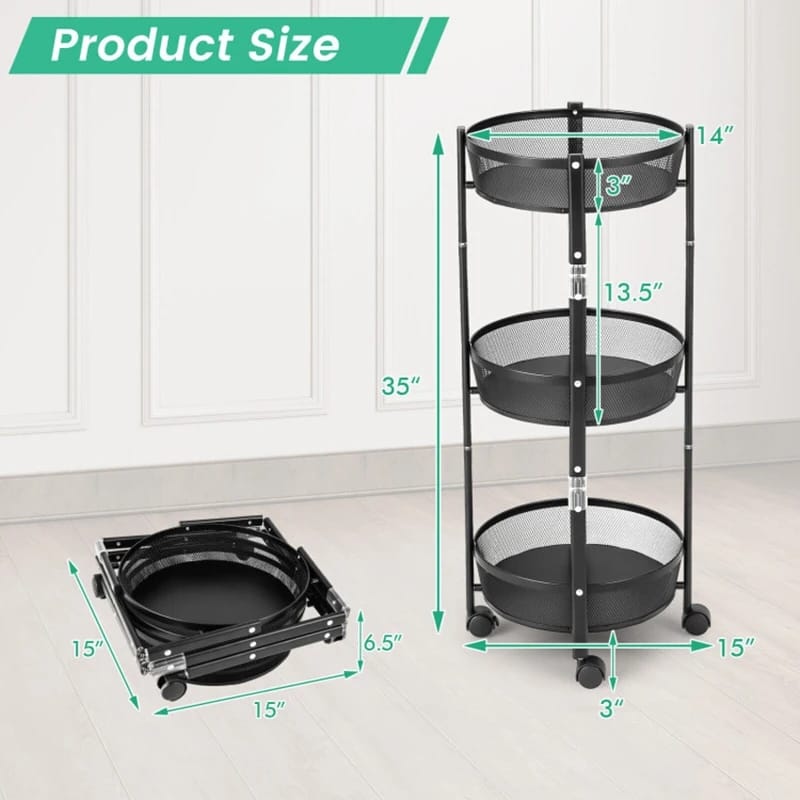 3 Tier Foldable Iron Storage Rack Stornfield
