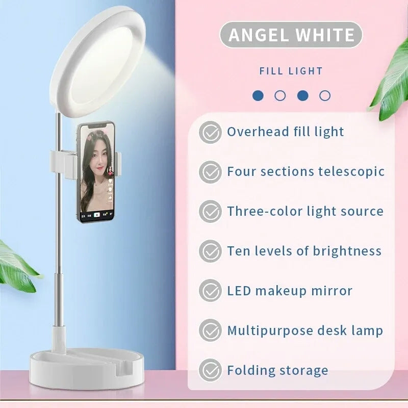 Selfie Ring Light with Makeup Mirror & Phone Holder Kit Stornfield