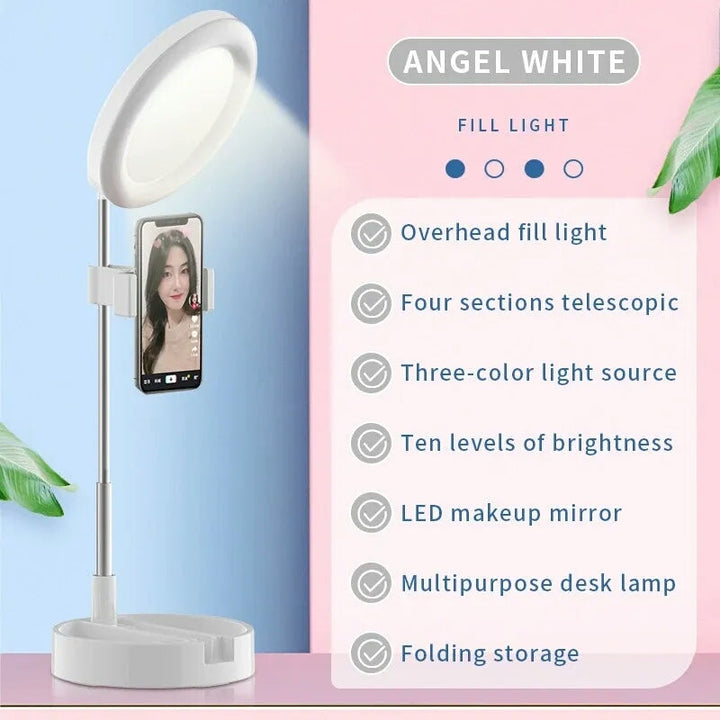 Selfie Ring Light with Makeup Mirror & Phone Holder Kit Stornfield