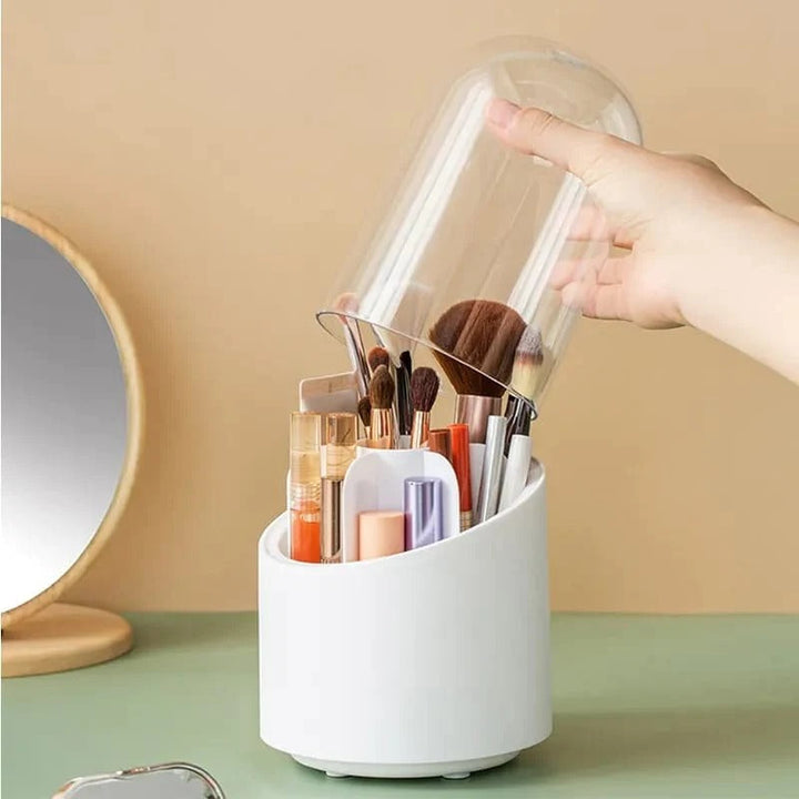 360 Degree Rotating Makeup Brush Holders Dustproof Cosmetic Brushes Storage Case Makeup Organizer with Lid Stornfield