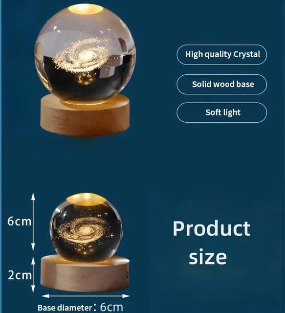 Crystal Ball with Wooden Base Light Stornfield